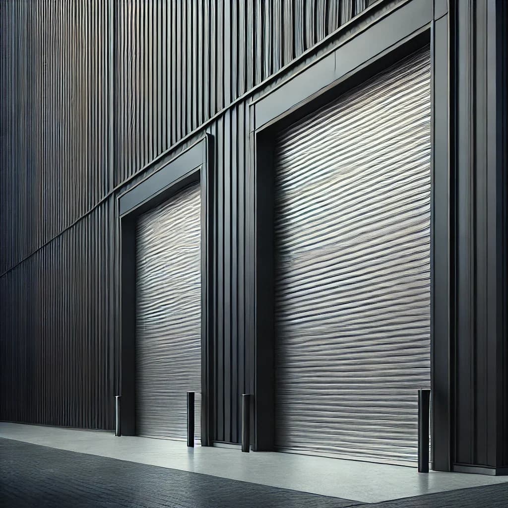 Industrial drive-in access doors at a film studio