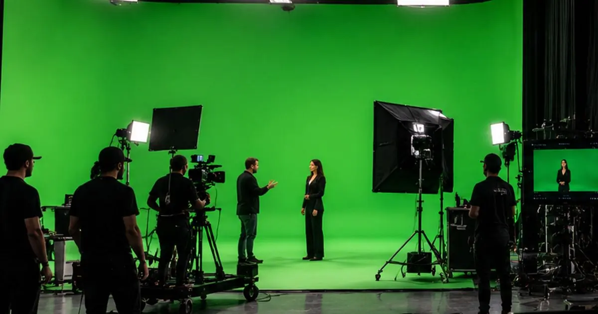 Green Screen Studio Presenter and Film Crew Desktop - Illustrative Image