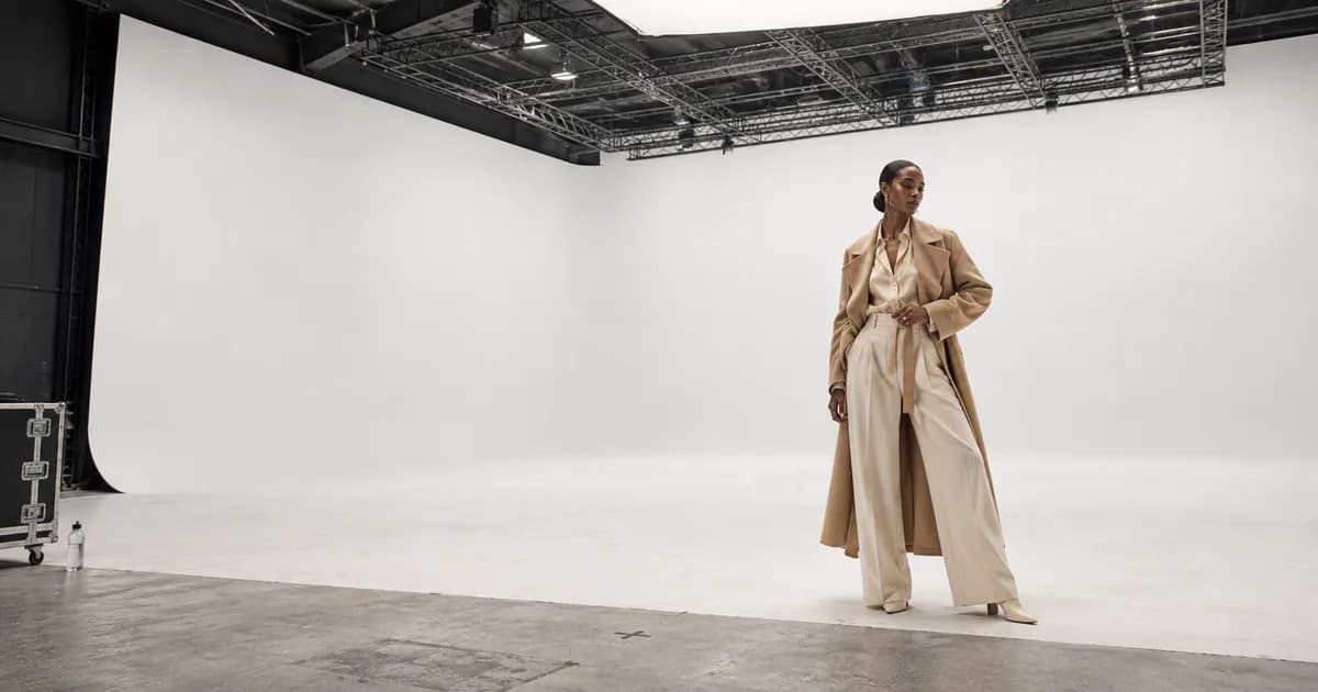 A fashion shoot for women taking place in a film studio