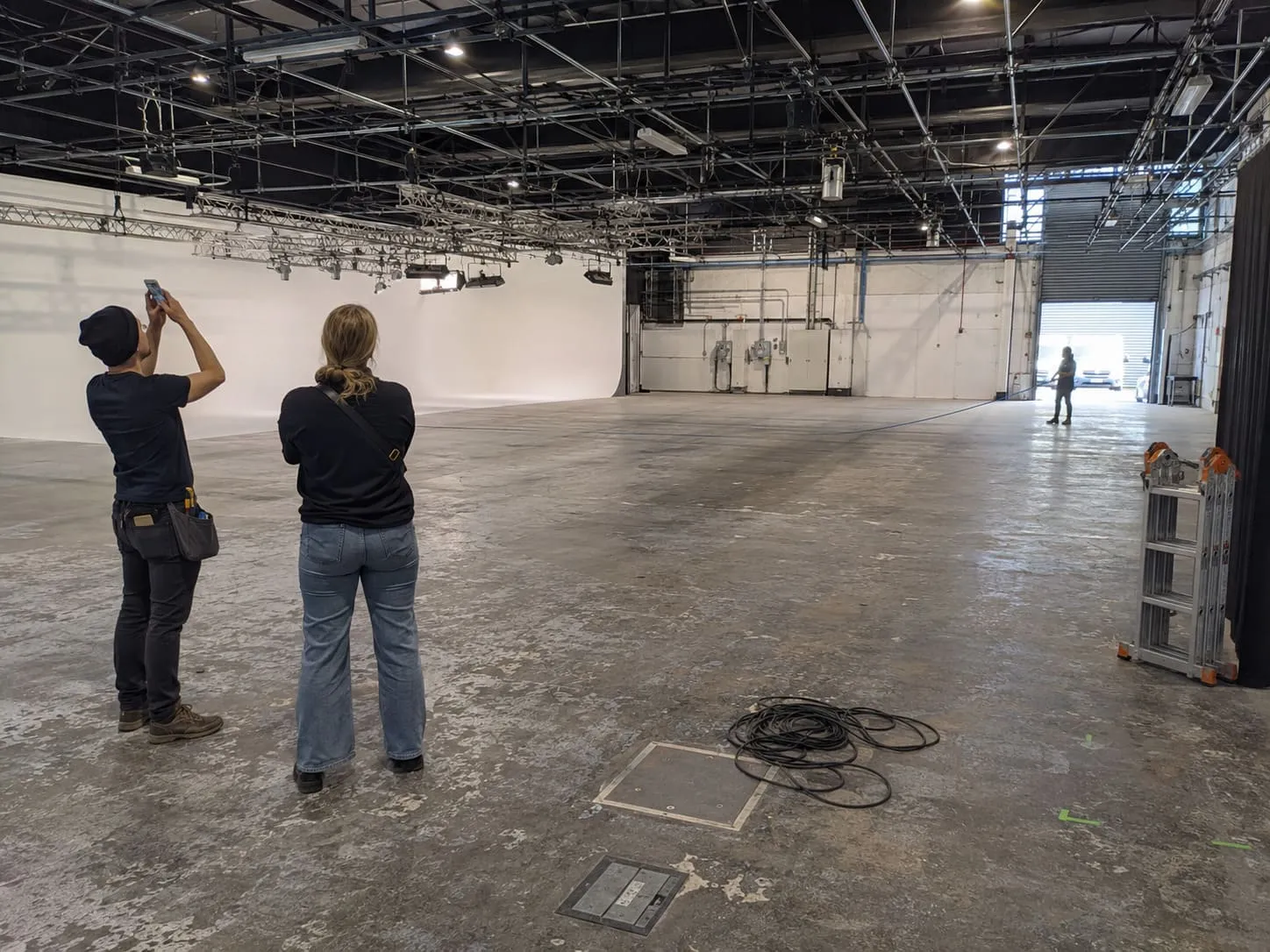 A film studio recce taking place at a hybrid film studio