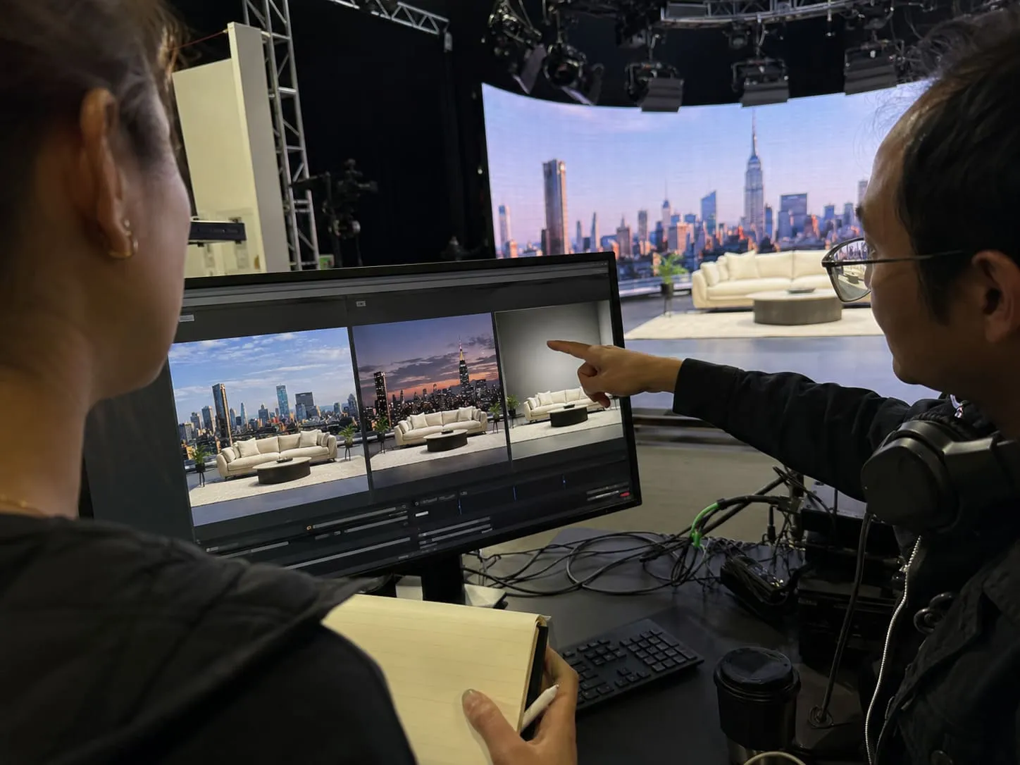 Virtual environment briefing before a shoot