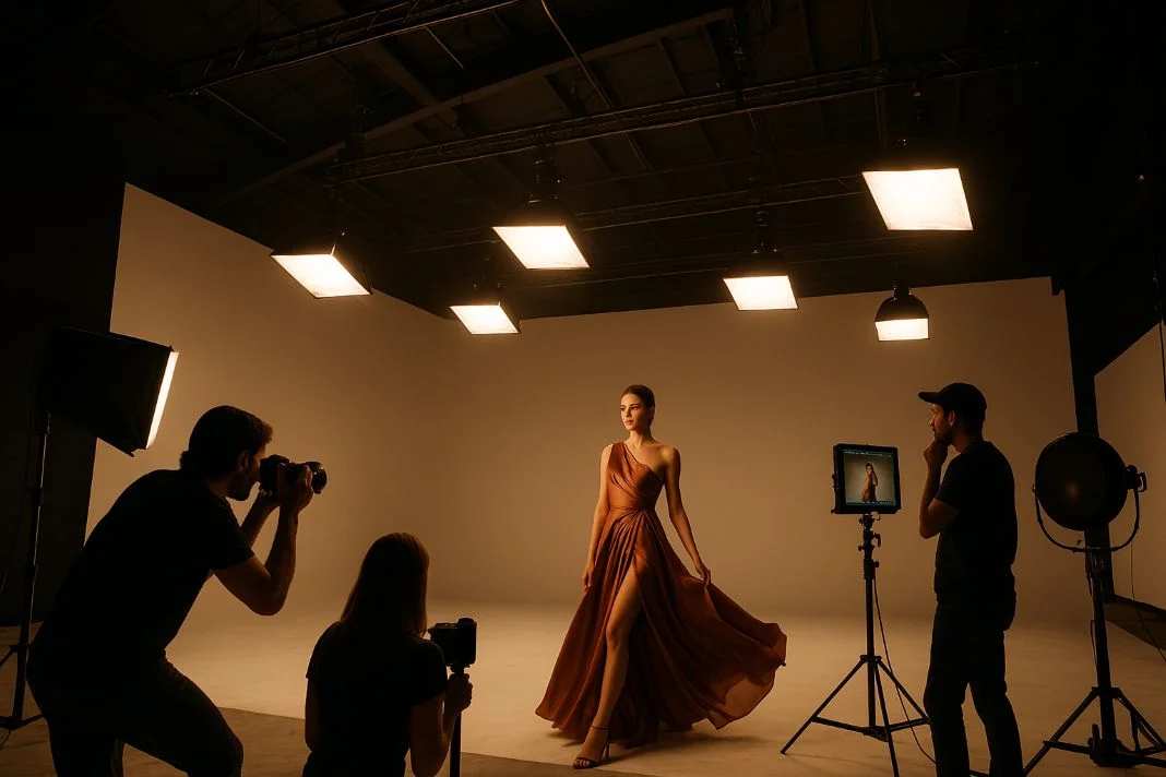 fashion modelling at a campaign shoot