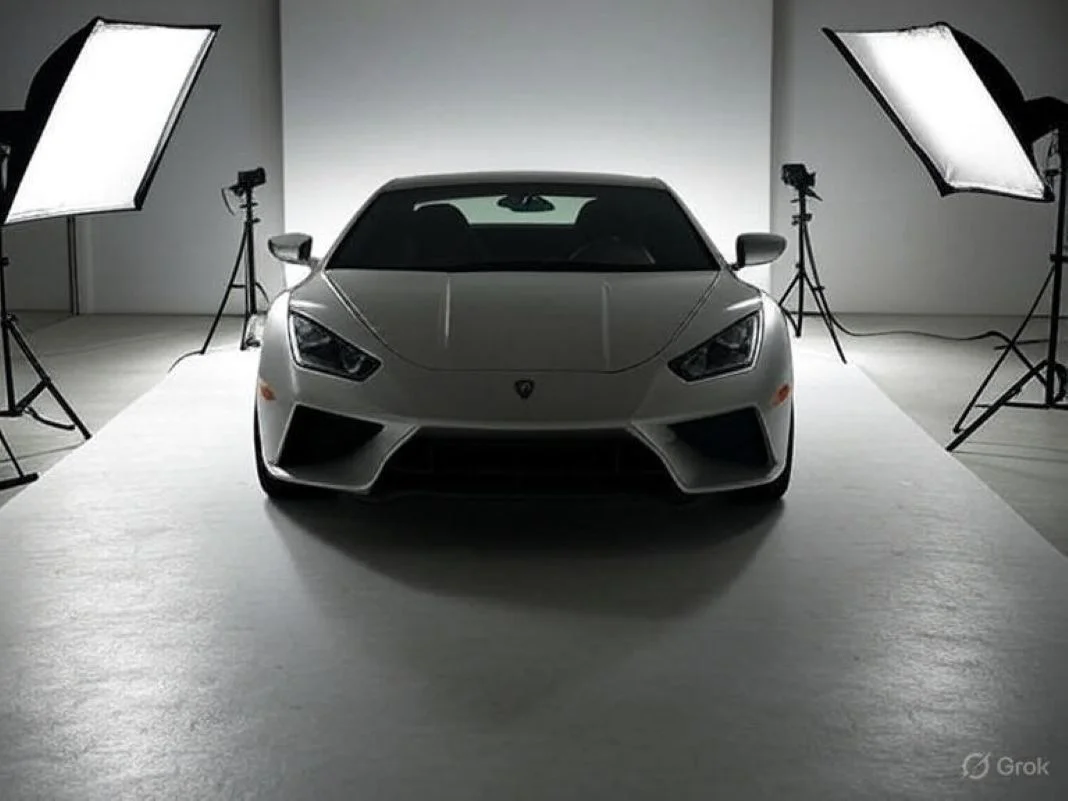 lighting set up for professional car photography - Image created by GrokAI.jpg